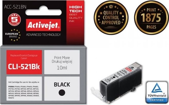 Picture of Tusz Activejet Tusz Activejet ACC-521BN (zamiennik Canon CLI-521Bk; Supreme; 10 ml; czarny)