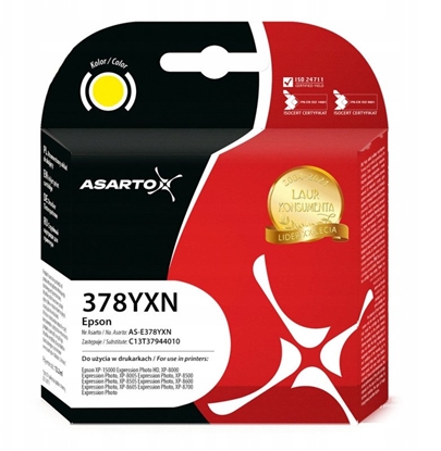 Picture of Tusz Asarto do Epson 378XL | C13T37944010 | 830 str. | yellow