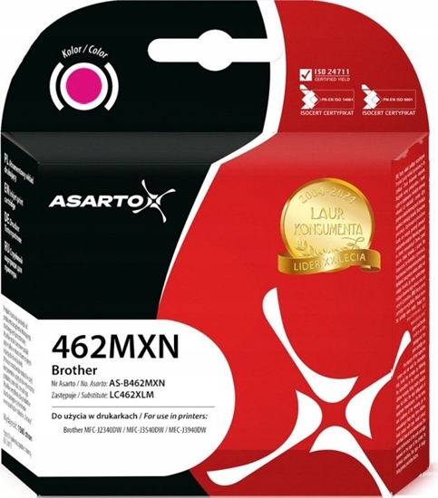 Picture of Tusz Asarto Tusz Asarto do Brother 462MXN | LC462XLM | 1500 str. | magenta