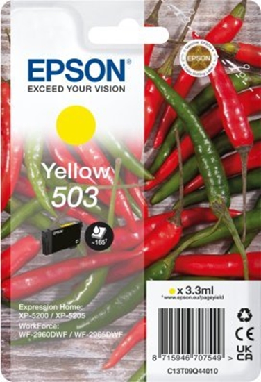 Picture of Tusz Epson Epson 503 - 3.3 ml - Gelb - original - Blister mit RF- / akustischem Alarmsignal - Tintenpatrone - fur Expression Home XP-5200, XP-5205, WorkForce WF-2960DWF, WF-2965DWF