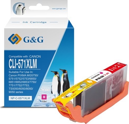 Attēls no Tusz G&G kompatybilny z CLI571M XL, NP-C-0CL571XLM, magenta, 10,8ml