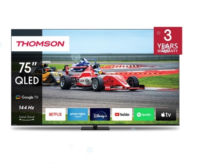 Attēls no TV Set|THOMSON|75"|4K/Smart|QLED|3840x2160|Wireless LAN|Bluetooth|Google TV|Black|75QG7C14