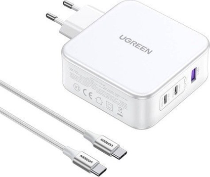 Attēls no adowarka Ugreen adowarka sieciowa UGREEN 15339 Nexode, 2xUSB-C, USB-A 3.0, PD3.0, QC4.0, GaN, 140W (biaa)