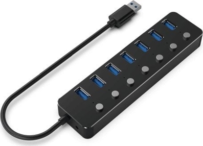 Picture of USB Centrmezgls Gembird USB 3.1 Powered 7-port Hub with Switches Black