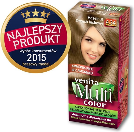 Изображение Venita Farba bez amoniaku Multi Color 4.34 orzech laskowy