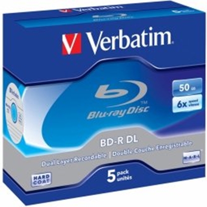 Изображение Verbatim Blanks BD-R 50 GB 6x Dual Layer White Blue Surface 5 Pack Jewel