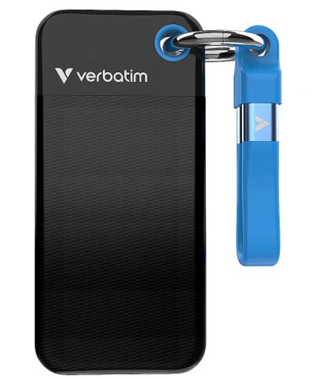 Picture of Verbatim SSD 1TB Verbatim Pocket SSD USB 3.2 black/blue retail