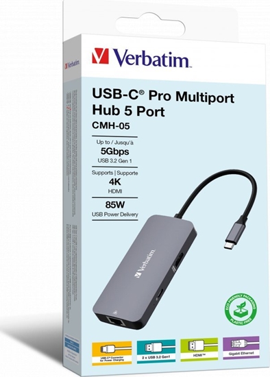 Picture of Verbatim USB-C PRO Multiporthub Verbatim mit 5-Anschlüssen retail