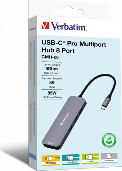 Picture of Verbatim USB-C Pro Multiport Hub 8 Port CMH-08