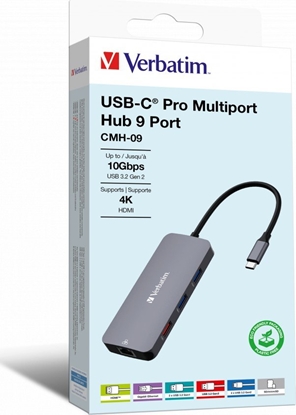 Attēls no Verbatim USB-C Pro Multiport Hub 9 Port CMH-9               32152