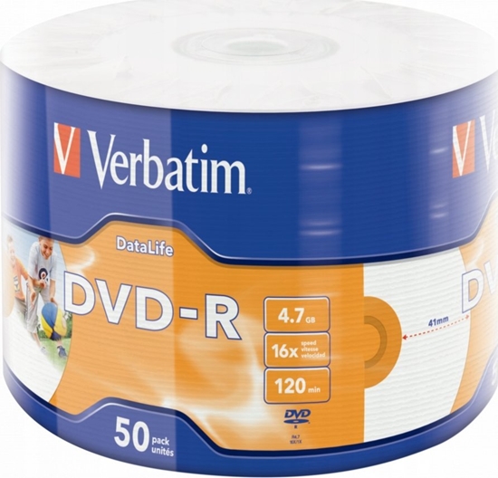 Изображение Verbatim Verbatim DVD-R | 4.7GB | x16 | szpindel 50szt | Inkjet Printable