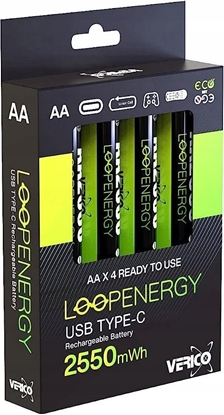 Attēls no Verico Verico LoopEnergy Li-Ion Akku AA2550, USB-C, 4er Pack retail