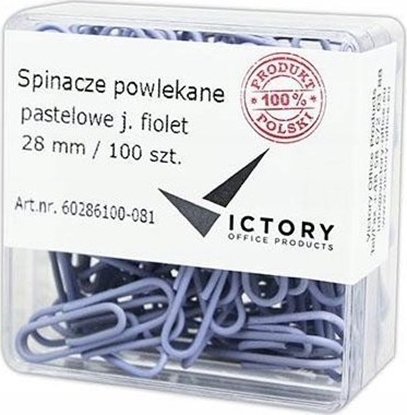 Picture of Victory Office Product SPINACZE BIUROWE VICTORY OFFICE 28MM 100 SZT. OKRGE PASTELOWE JASNOFIOLETOWE POJEMNIK PLASTIKOWY