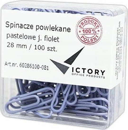 Picture of Victory Office Product SPINACZE BIUROWE VICTORY OFFICE 28MM 100 SZT. OKRGE PASTELOWE JASNOFIOLETOWE POJEMNIK PLASTIKOWY