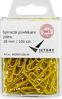 Picture of Victory Office Product SPINACZE BIUROWE VICTORY OFFICE 28MM 100 SZT. OKRGE POWLEKANE ÓTE POJEMNIK PLASTIKOWY ZAWIESZANY