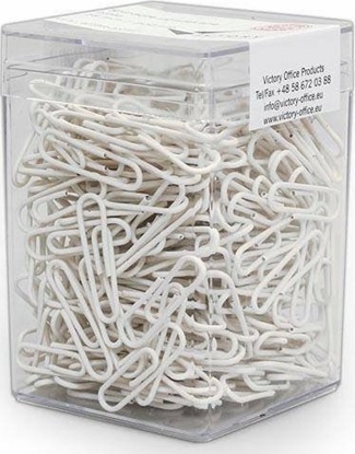 Picture of Victory Office Product SPINACZE BIUROWE VICTORY OFFICE 28MM 300 SZT. OKRGE POWLEKANE BIAE POJEMNIK PLASTIKOWY