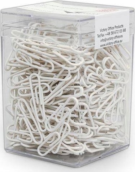 Picture of Victory Office Product SPINACZE BIUROWE VICTORY OFFICE 28MM 300 SZT. OKRGE POWLEKANE BIAE POJEMNIK PLASTIKOWY
