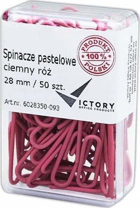 Picture of Victory Office Product SPINACZE BIUROWE VICTORY OFFICE 28MM 50 SZT. OKRGE PASTELOWE CIEMNORÓOWE POJEMNIK PLASTIKOWY