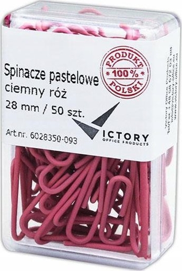 Picture of Victory Office Product SPINACZE BIUROWE VICTORY OFFICE 28MM 50 SZT. OKRGE PASTELOWE CIEMNORÓOWE POJEMNIK PLASTIKOWY