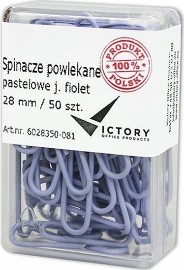Picture of Victory Office Product SPINACZE BIUROWE VICTORY OFFICE 28MM 50 SZT. OKRGE PASTELOWE JASNOFIOLETOWE POJEMNIK PLASTIKOWY