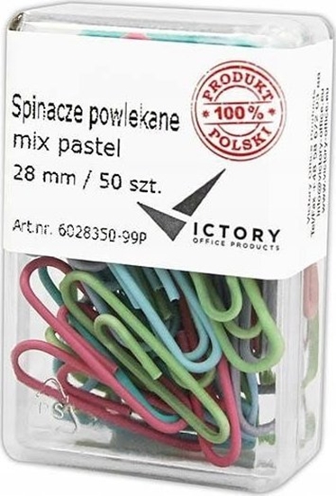 Picture of Victory Office Product SPINACZE BIUROWE VICTORY OFFICE 28MM 50 SZT. OKRGE PASTELOWE MIX KOLORÓW POJEMNIK PLASTIKOWY