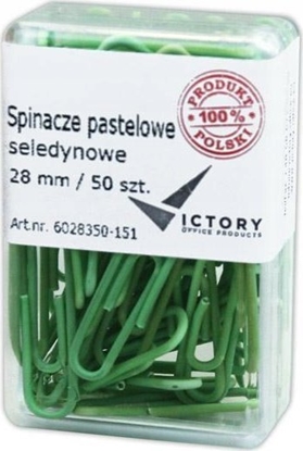 Picture of Victory Office Product SPINACZE BIUROWE VICTORY OFFICE 28MM 50 SZT. OKRGE PASTELOWE SELEDYNOWE POJEMNIK PLASTIKOWY
