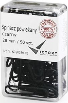 Picture of Victory Office Product SPINACZE BIUROWE VICTORY OFFICE 28MM 50 SZT. OKRGE POWLEKANE CZARNE POJEMNIK PLASTIKOWY