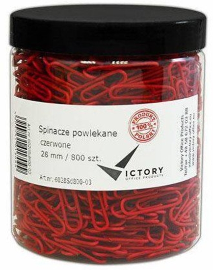 Picture of Victory Office Product SPINACZE BIUROWE VICTORY OFFICE 28MM 800 SZT. OKRGE POWLEKANE CZERWONE SOIK DUY