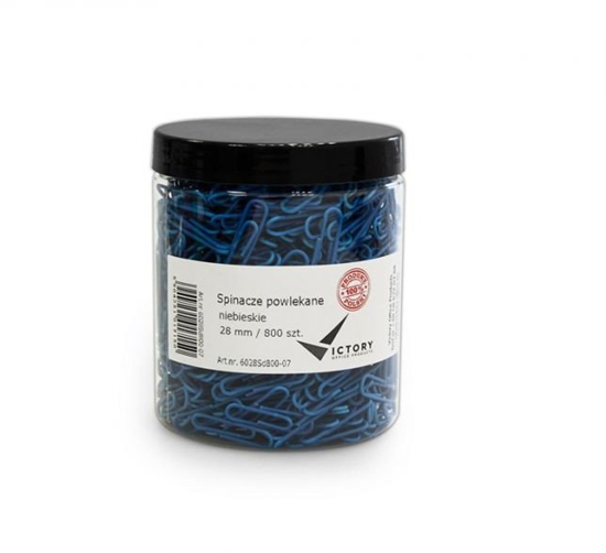 Picture of Victory Office Product SPINACZE BIUROWE VICTORY OFFICE 28MM 800 SZT. OKRGE POWLEKANE NIEBIESKIE SOIK DUY