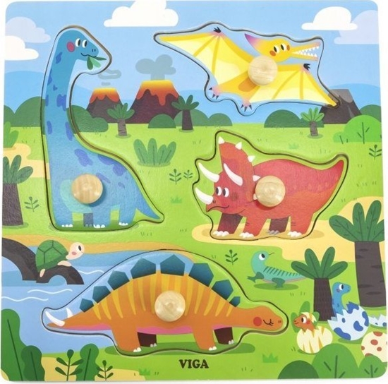 Picture of Viga Toys VIGA Drewniane Puzzle z Pinezkami Dinozaury