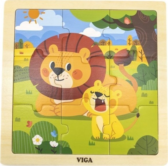 Изображение Viga Toys VIGA Porczne Drewniane Puzzle Lwy 9 elementów