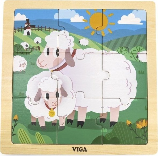 Изображение Viga Toys VIGA Porczne Drewniane Puzzle Owieczki 9 elementów