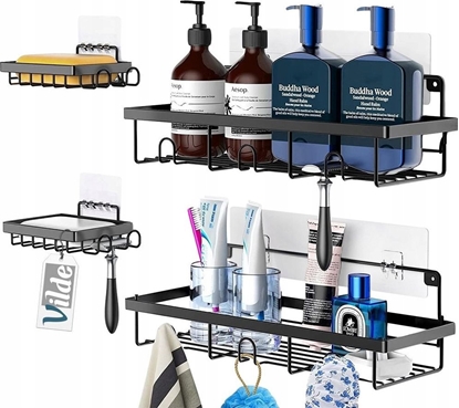 Picture of Vilde Póka pod prysznic metalowa czarna 4 szt.