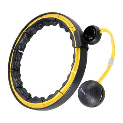Attēls no Vingrošanas rinķis ar atsvaru un skaitītāju HHM21 HULA HOP BLACK/YELLOW MAGNETIC WITH WEIGHT + COUNTER HMS