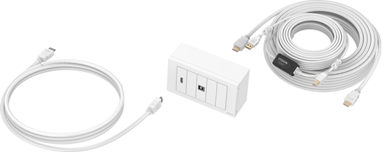 Picture of Vision Techconnect Modulares AV-Panel mit Kabeln - LEBENSLANGE GARANTIE - 10 Meter Kabel - 4K bei 60 Hz - Einfaches Paket zur Installation von Touchpanel-Displays oder Projektoren - Enthalt britische Doppel-Gang-Aufputzdose und Doppel-Gang-Rahmen fur