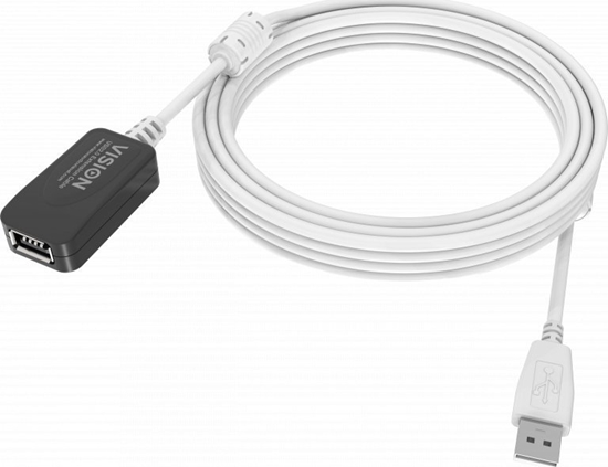 Изображение Vision VISION installationstaugliches USB 2.0-Aktiv-Verlangerungskabel - 30 JAHRE GARANTIE - Gold-Steckverbinder - Ferritkerne - 480 Mbit/s - Abschirmgeflecht mit uber 65 % Abdeckung - USB-A (F) zu USB-A (M) - Aussendurchmesser 4,5 mm - 28 + 24 AWG - 5 m