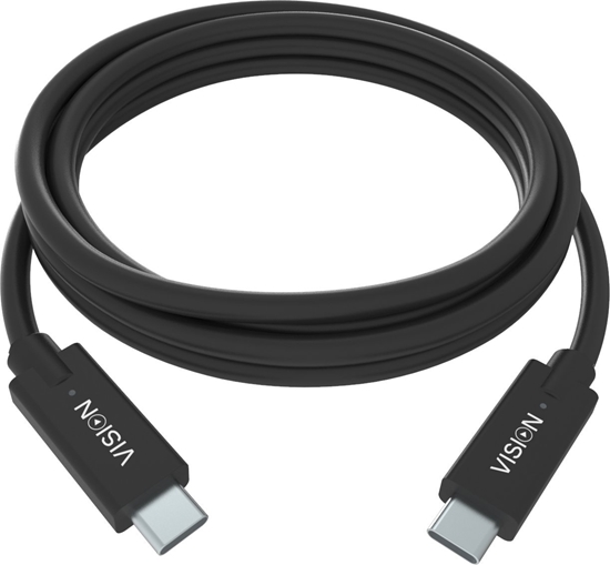 Picture of Vision VISION Professional installationstaugliches USB-C-Kabel - 30 JAHRE GARANTIE - USB 3.2 Gen 1 5 Gbps - unterstutzt 3-A-Ladestrom - USB-C 3.2 (M) zu USB-C 3.2 (M) - Aussendurchmesser 4,5 mm - 22 + 30 AWG - 2 m - Schwarz