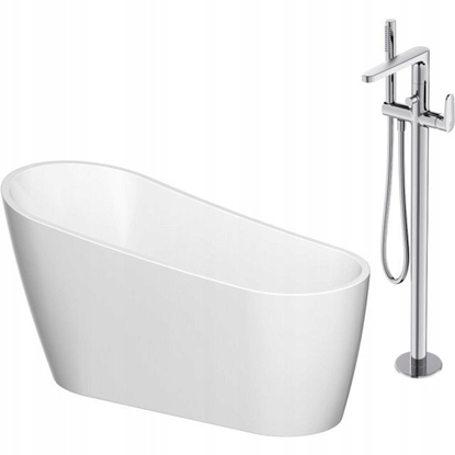 Picture of Wanna Cersanit SET B721: Wanna wolnostojca owalna ZEN 167x72 z bateri wolnostojc INVERTO chrom (S601-140)