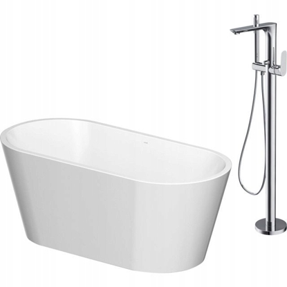 Picture of Wanna Cersanit SET B722: Wanna wolnostojca owalna CREA 160x75 z bateri wolnostojc CREA chrom (S601-141)