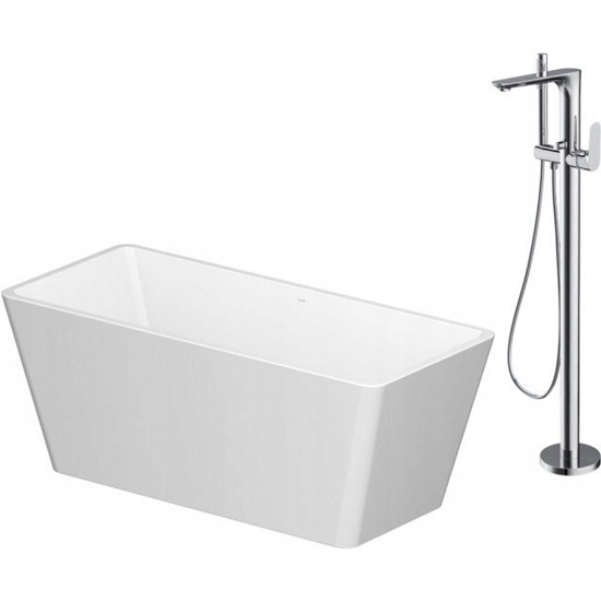 Picture of Wanna Cersanit SET B723: Wanna wolnostojca prostoktna CREA 162x72 z bateri wolnostojc CREA chrom (S601-142)