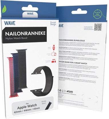 Attēls no Wave nylon strap, Apple Watch 42 / 44 / 45 / 46 / 49 mm, black