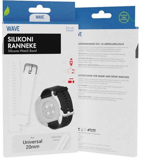 Picture of Wave silicone strap 20mm, for smart and sports watches, white