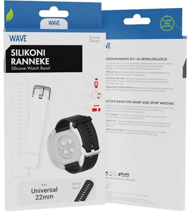 Picture of Wave silicone strap 22mm, for smartwatches and sports watches, black