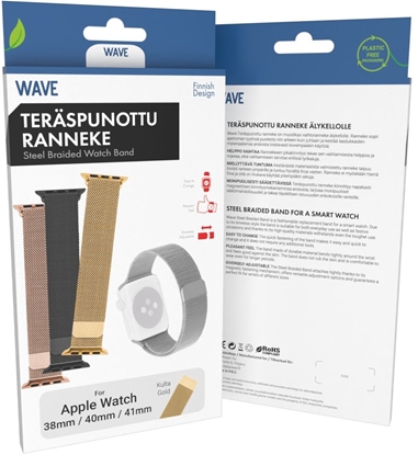 Attēls no Wave steel braided strap, Apple Watch 38 / 40 / 41 / 42 mm, gold