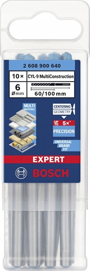 Изображение Wierto Bosch Bosch Expert CYL-9 MultiConstruction drill, 6mm, 10 pieces (working length 60mm)