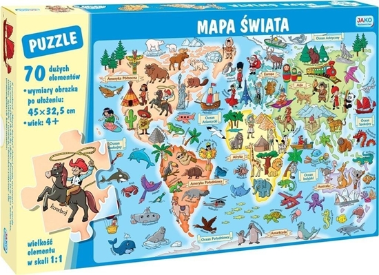 Picture of Wydawnictwo Jako Puzzle 70 elementów. Mapa wiata