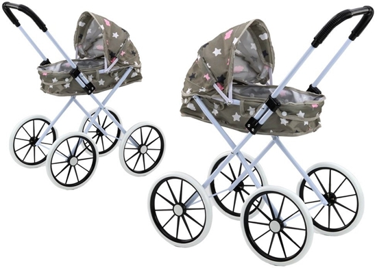 Picture of Wózek Dla Lalek Due Koa Skadany Gwiazdki Chmurki Szary 70cm LEAN Toys