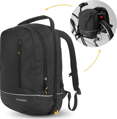 Изображение Wozinsky Dwuczciowa torba rowerowa plecak 2w1 30l czarna (WBB30BK)