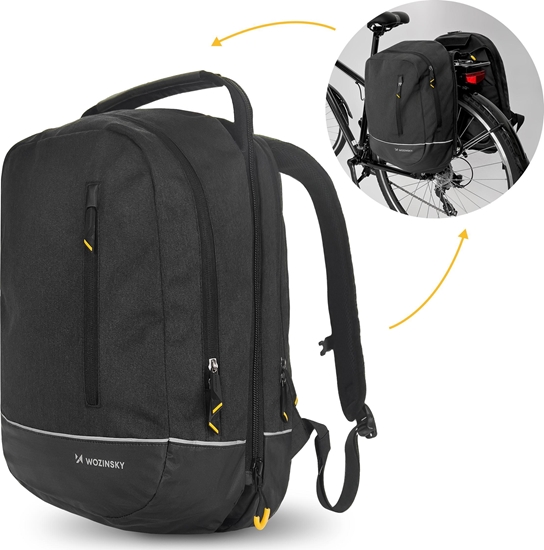 Изображение Wozinsky Dwuczciowa torba rowerowa plecak 2w1 30l czarna (WBB30BK)