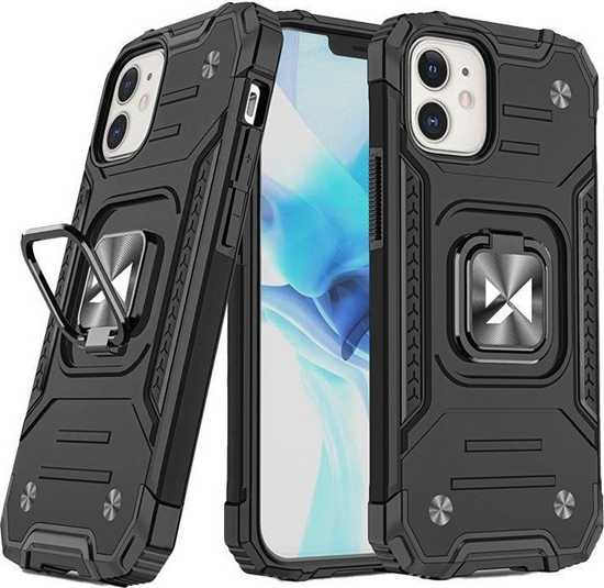 Изображение Wozinsky Wozinsky Ring Armor etui iPhone 14 pancerny hybrydowy pokrowiec + magnetyczny uchwyt czarny